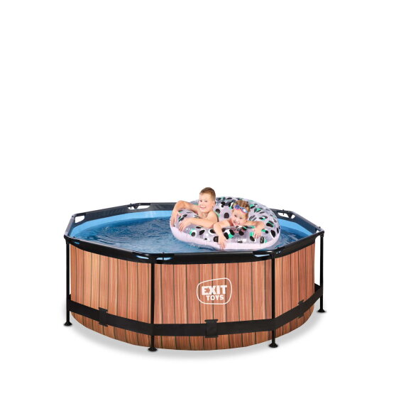 EXIT Wood pool 8ft x 30in with filter pump - brown