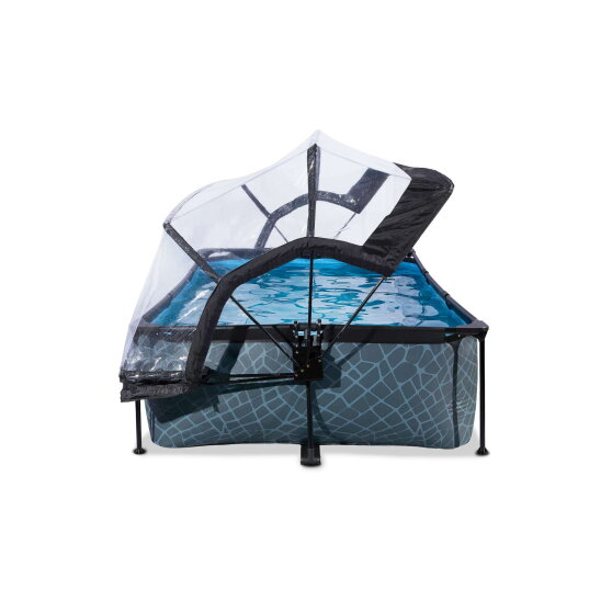 EXIT Stone pool 7ft x 5ft x 25.6in with filter pump and dome - grey