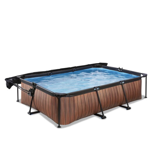 EXIT Wood pool 10ft x 6.6ft x 25.6in with filter pump and canopy - brown