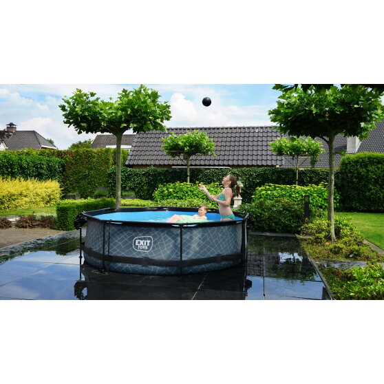 EXIT Stone pool 10ft x 30in with filter pump - grey