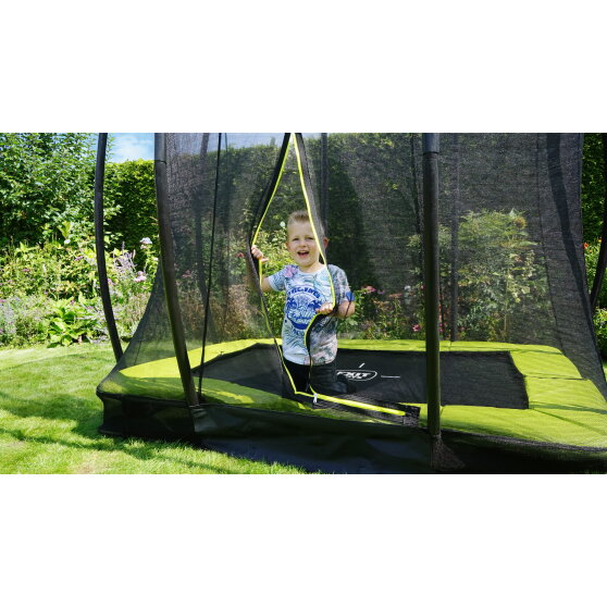 EXIT Silhouette ground trampoline 5x7ft with safety net - green