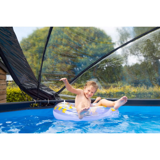 EXIT Black Leather pool 12ft x 48in with sand filter pump and dome - black