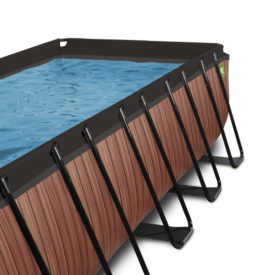 EXIT Wood pool 18ft x 8ft x 48in with sand filter pump and dome - brown
