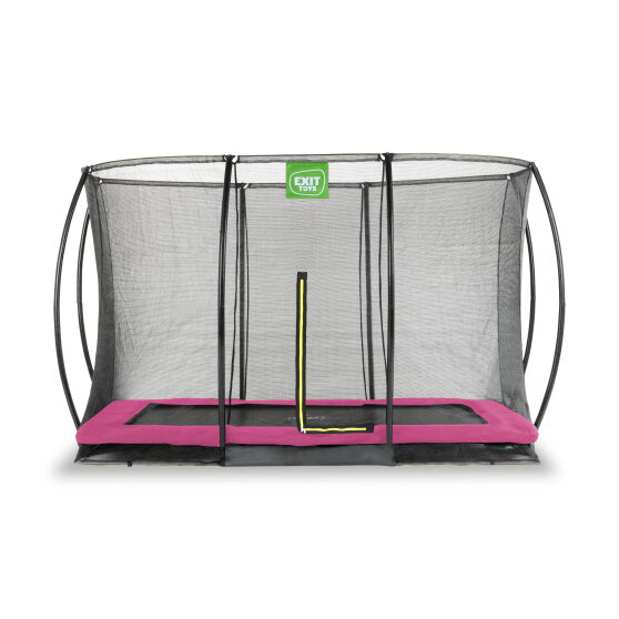 EXIT Silhouette ground trampoline 7x10ft with safety net - pink
