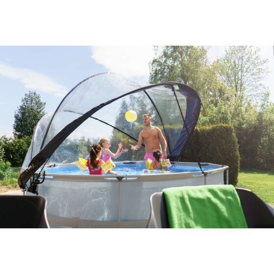 EXIT Soft Grey pool 12ft x 30in with filter pump and dome - grey