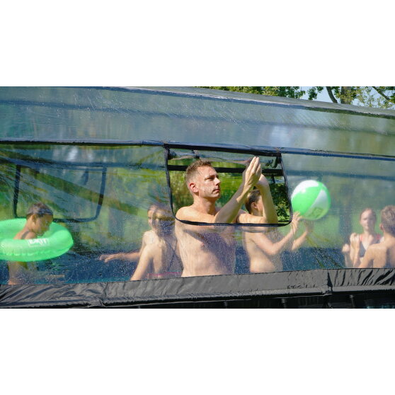 EXIT Wood pool 18ft x 8ft x 48in with sand filter pump and dome - brown