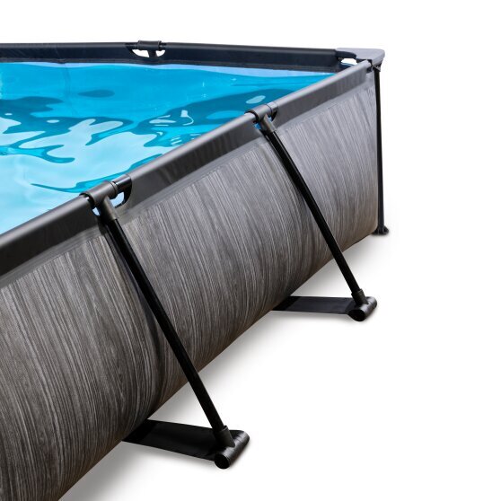 EXIT Black Wood pool 220x150x65cm with filter pump and dome - black