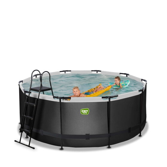EXIT Black Leather pool 12ft x 48in with sand filter pump - black