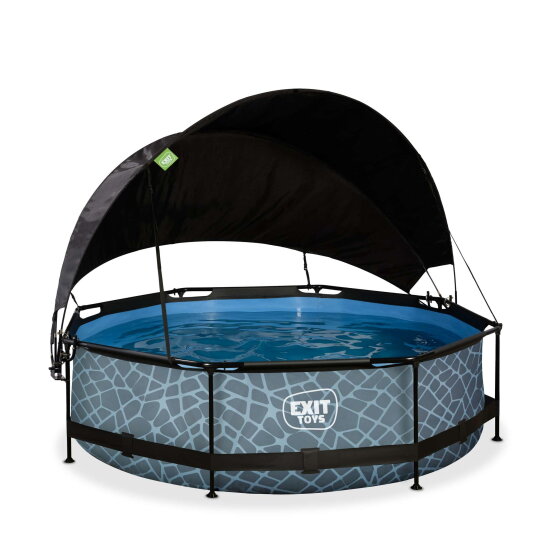 EXIT Stone pool 10ft x 30in with filter pump and canopy - grey