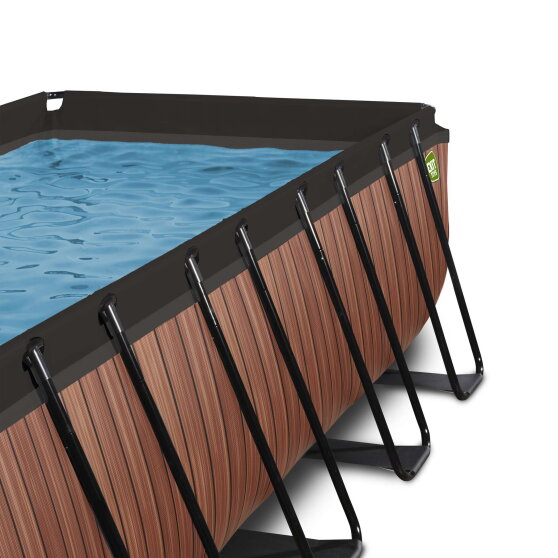 EXIT Wood pool 13ft x 6.6ft x 39in with sand filter pump and dome - brown