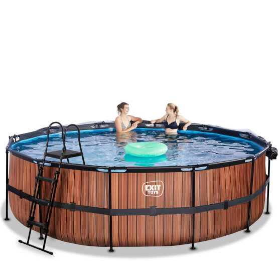 EXIT Wood pool 16ft x 48in with sand filter pump and dome - brown