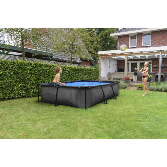 EXIT Black Wood pool 10ft x 6.6ft x 25.6in with filter pump - black
