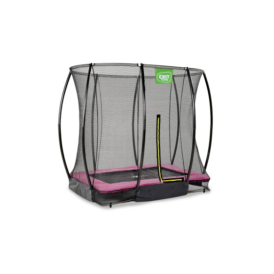 EXIT Silhouette ground trampoline 5x7ft with safety net - pink