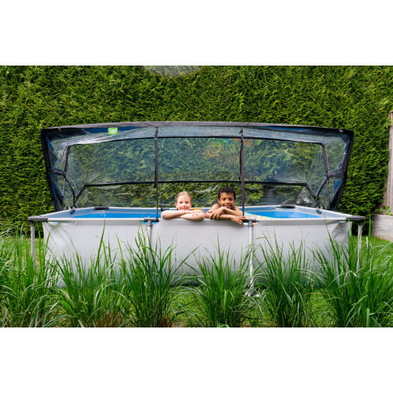 EXIT Soft Grey Pool 10x6.6x2ft with Filter Pump & Dome