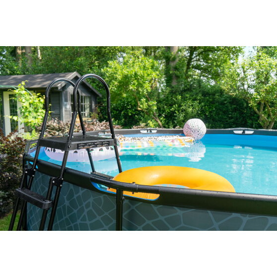 EXIT Stone pool 16ft x 48in with sand filter pump - grey