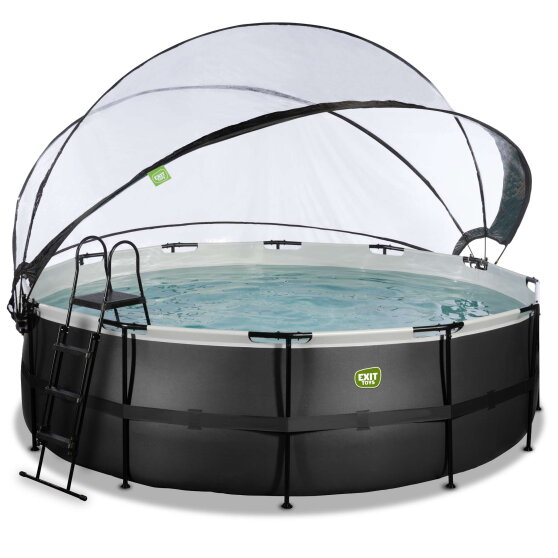 EXIT Black Leather pool 15ft x 48in with sand filter pump and dome - black