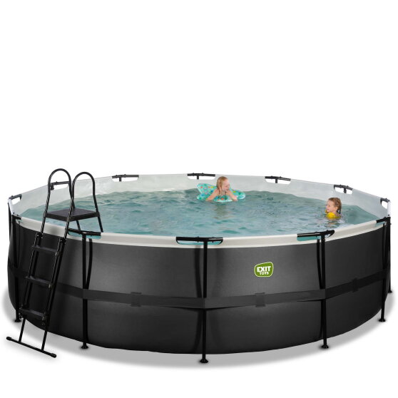 EXIT Black Leather pool 16ft x 48in with sand filter pump - black