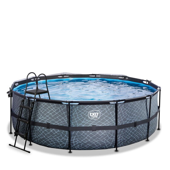 EXIT Stone pool 14ft x 48in with sand filter pump and dome - grey