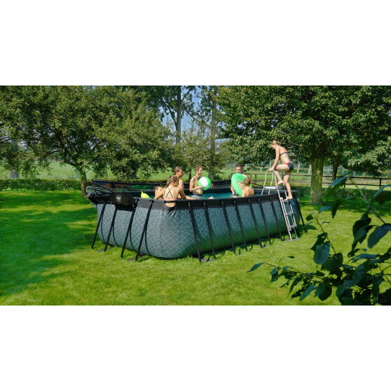 EXIT Wood pool 18ft x 8ft x 48in with sand filter pump - brown