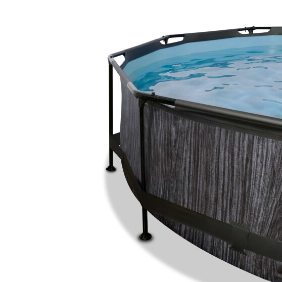 EXIT Black Wood pool 10ft x 30in with filter pump and dome - black