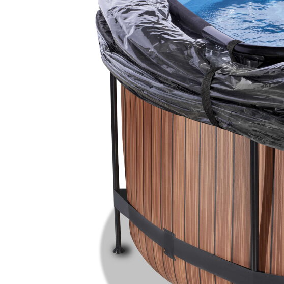 EXIT Wood pool 12ft x 48in with sand filter pump and dome - brown