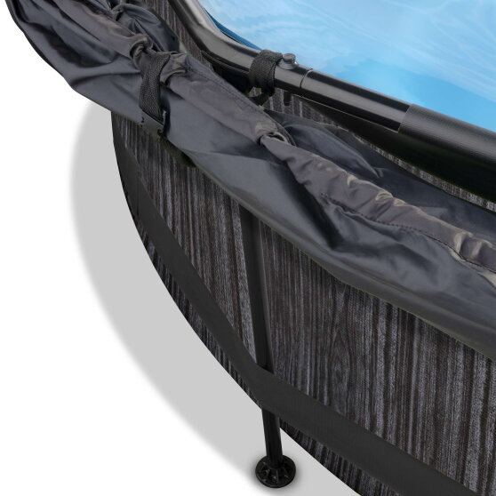 EXIT Black Wood pool 8ft x 30in with filter pump and canopy - black