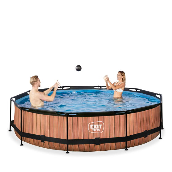 EXIT Wood pool 12ft x 30in with filter pump - brown