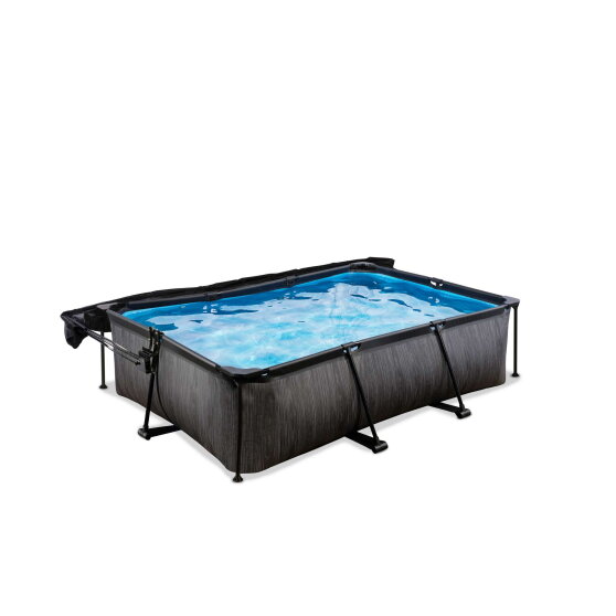 EXIT Black Wood pool 7ft x 5ft x 25.6in with filter pump and canopy - black