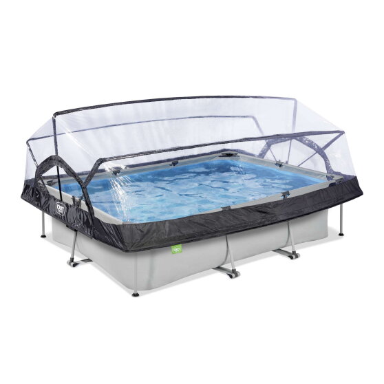 EXIT Soft Grey Pool 10x6.6x2ft with Filter Pump & Dome