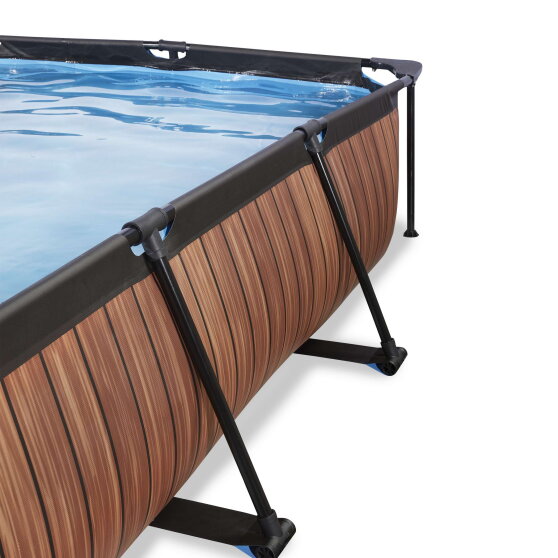 EXIT Wood pool 10ft x 6.6ft x 25.6in with filter pump - brown