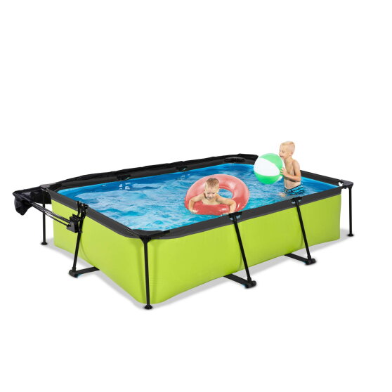 EXIT Lime pool 10ft x 6.6ft x 25.6in with filter pump and canopy - green