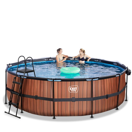 EXIT Wood pool 15ft x 48in with sand filter pump and dome - brown