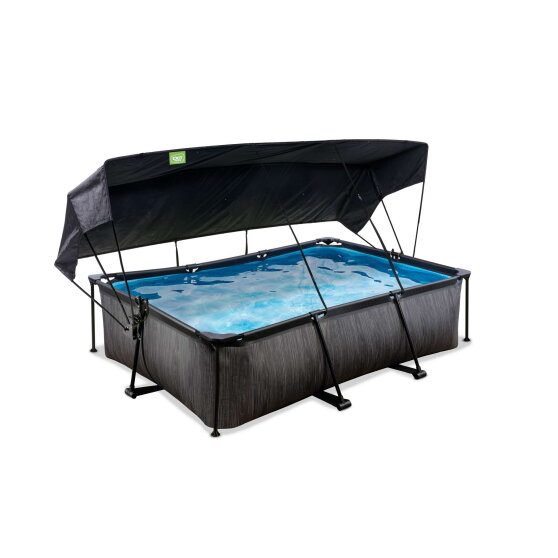 EXIT Black Wood pool 7ft x 5ft x 25.6in with filter pump and canopy - black