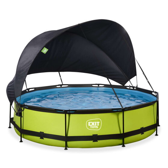 EXIT Lime pool 12ft x 30in with filter pump and canopy - green