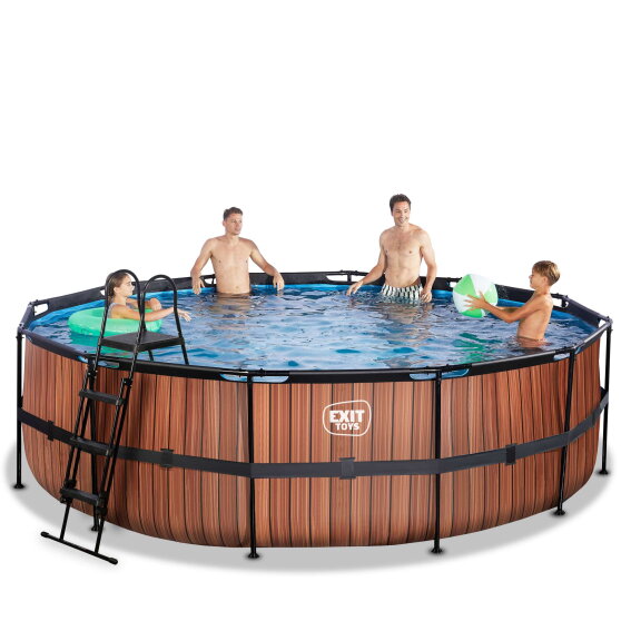 EXIT Wood pool 16ft x 48in with sand filter pump - brown
