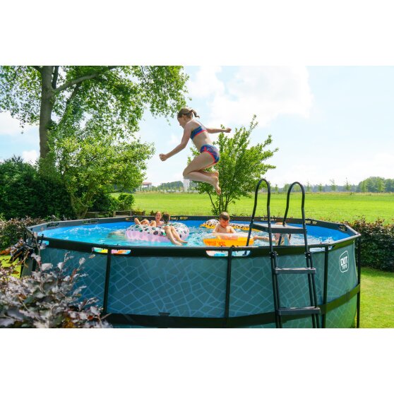 EXIT Stone pool ø488x122cm with sand filter pump - grey