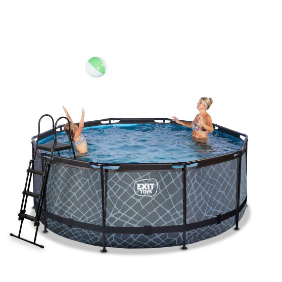 EXIT Stone pool 12ft x 48in with sand filter pump - grey