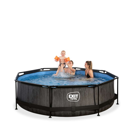 EXIT Black Wood pool 10ft x 30in with filter pump - black