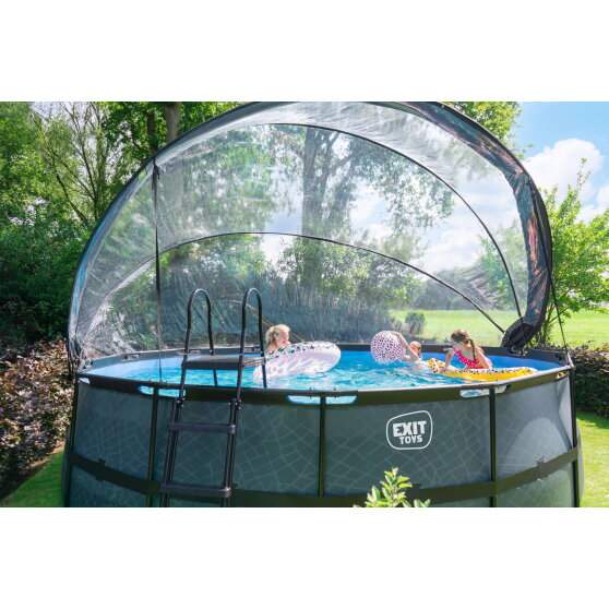 EXIT Stone pool 16ft x 48in with sand filter pump and dome - grey