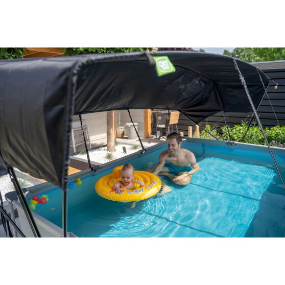EXIT Soft Grey Pool 10x6.5ft with Filter Pump & Canopy