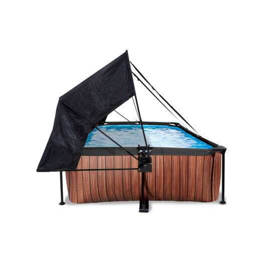 EXIT Wood pool 7ft x 5ft x 25.6in with filter pump and canopy - brown