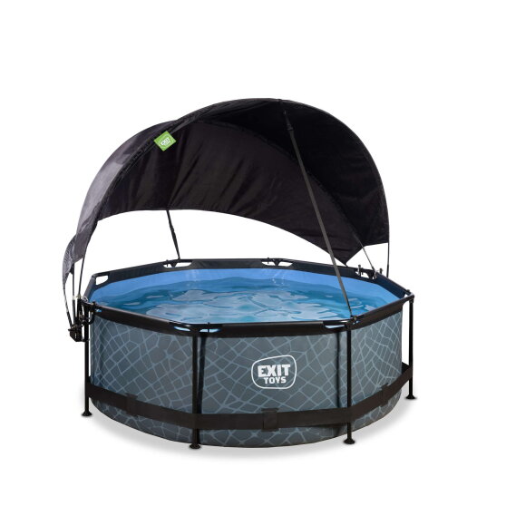 EXIT Stone pool 8ft x 30in with filter pump and canopy - grey