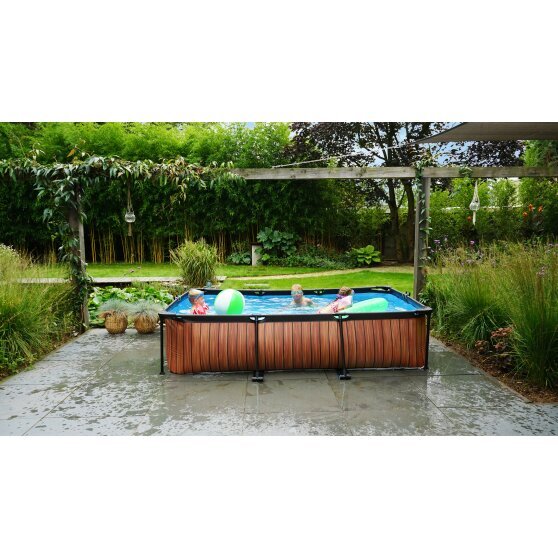 EXIT Wood pool 300x200x65cm with filter pump - brown