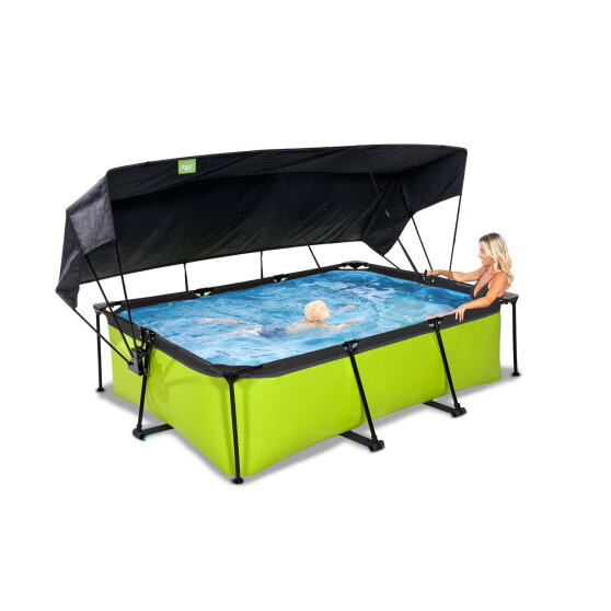 EXIT Lime pool 7ft x 5ft x 25.6in with filter pump and canopy - green