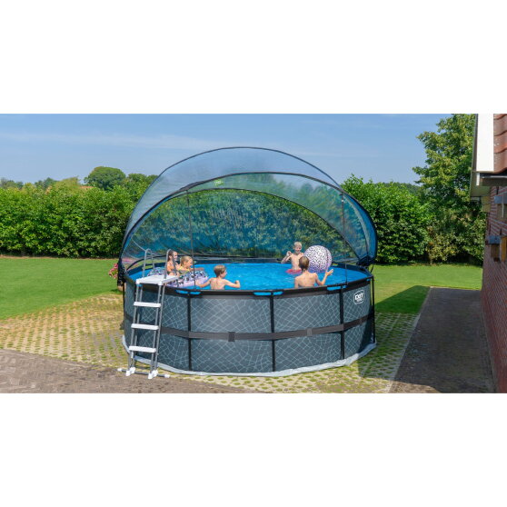 EXIT Black Leather pool 15ft x 48in with sand filter pump and dome - black