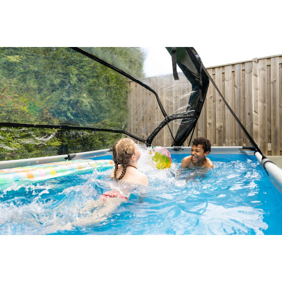 EXIT Soft Grey Pool 10x6.6x2ft with Filter Pump & Dome