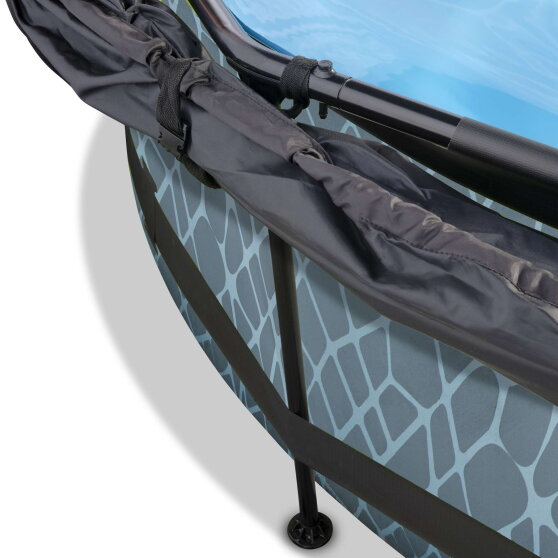 EXIT Stone pool 12ft x 30in with filter pump and canopy - grey