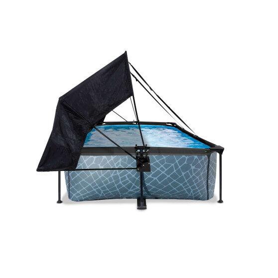 EXIT Stone pool 7ft x 5ft x 25.6in with filter pump and canopy - grey