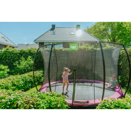 EXIT Silhouette ground trampoline 12ft with safety net - pink