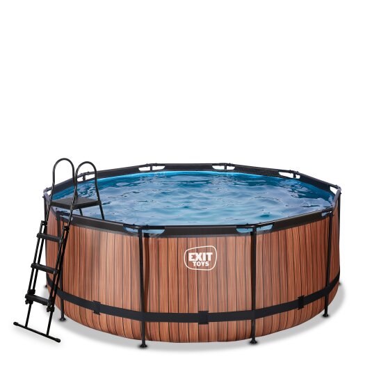 EXIT Wood pool ø360x122cm with sand filter pump - brown